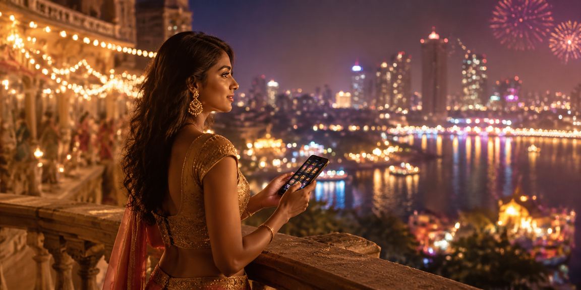 Diwali festival casino-themed promotional banner