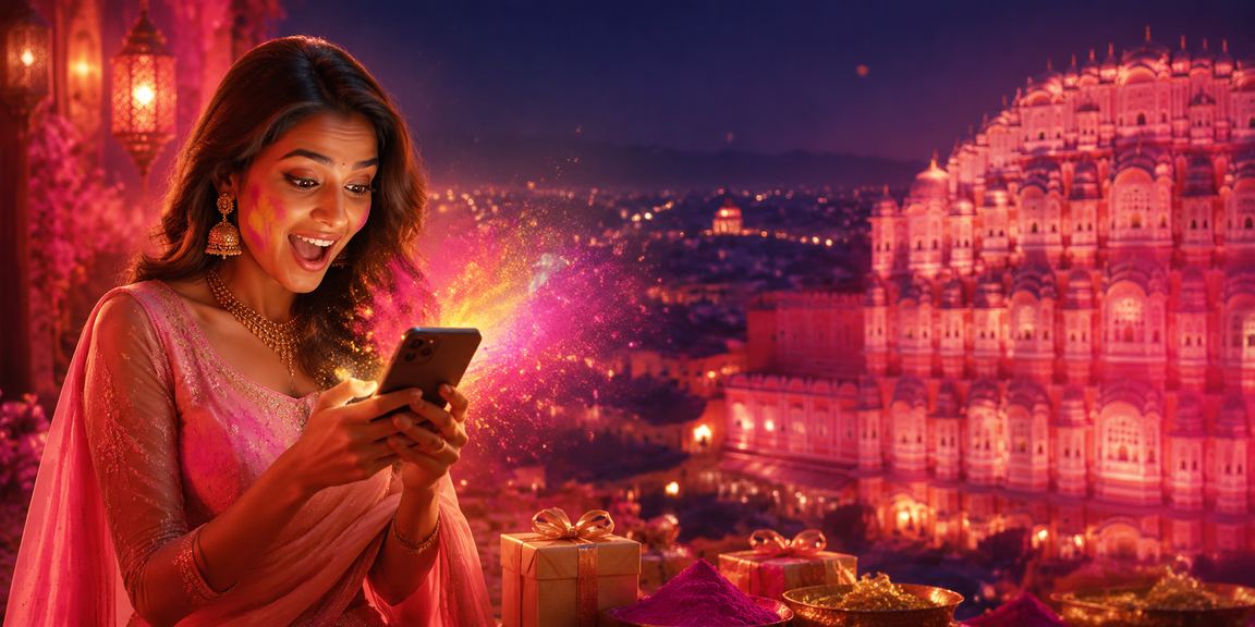 Mobile casino experience during Holi festival in Jaipur